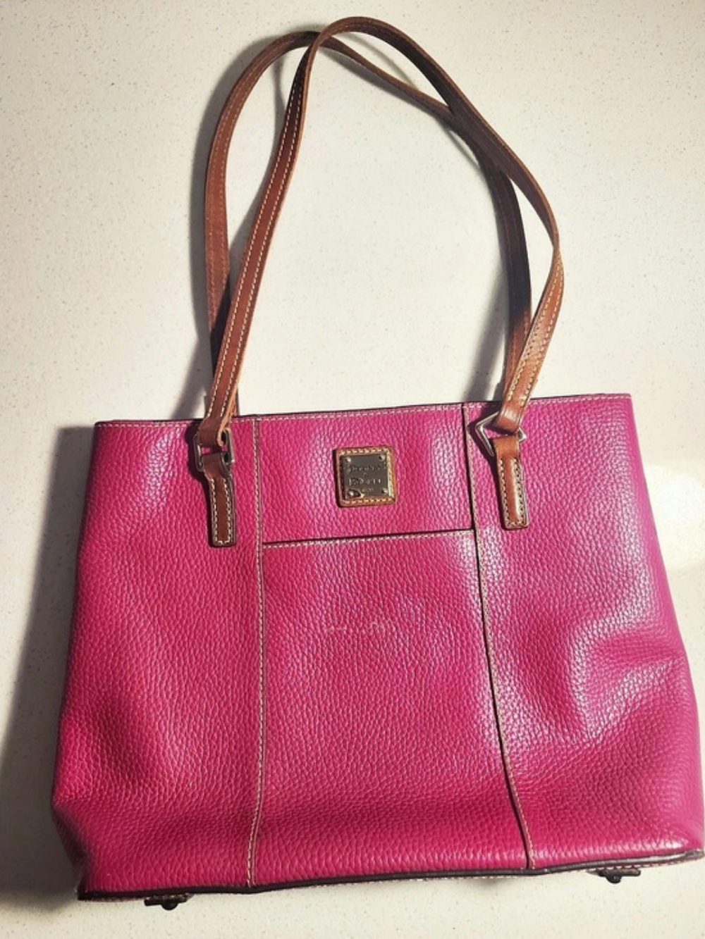 Dooney & Bourke Pebble Grain Small Lexington Tote Pink & Brown